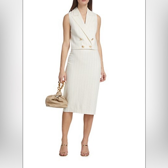 L’Agence Julie Metallic-Pinstriped Pencil Skirt - Picture 2 of 7